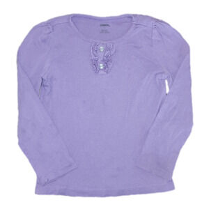 GYMBOREE Light Purple Long Sleeve Tee With Ruffle Detail On Front